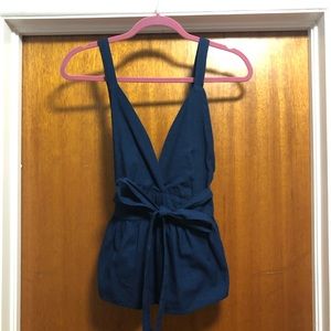 Free People Denim Low Cut Tank